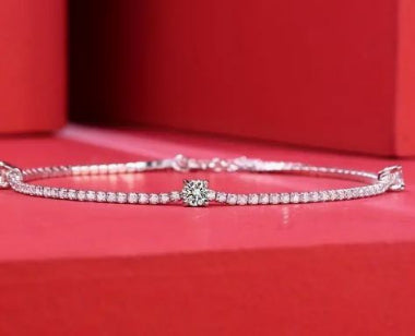 2.6g 1.5ct Moissanite Chain Bracelet, Adjustable 925 Silvery Hand Chain