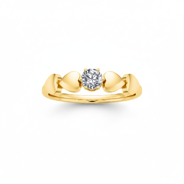 Gold heart ring - white background