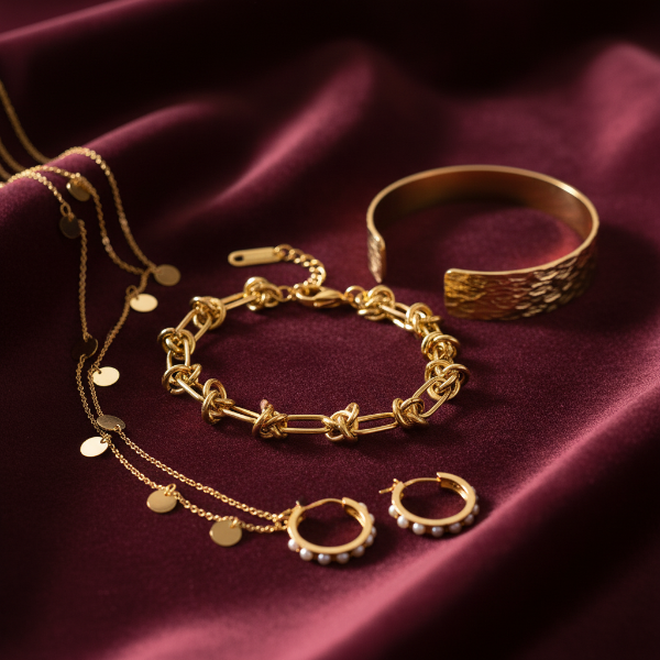 Gold knot bracelet styled shot