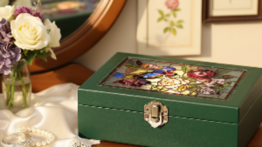 Jewelry Organizer Box with Vibrant Stained Glass Design