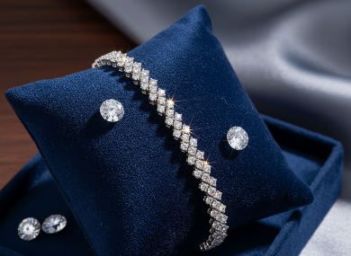 Moissanite Tennis Bracelet - Elegant Interlocking Chain Link Design