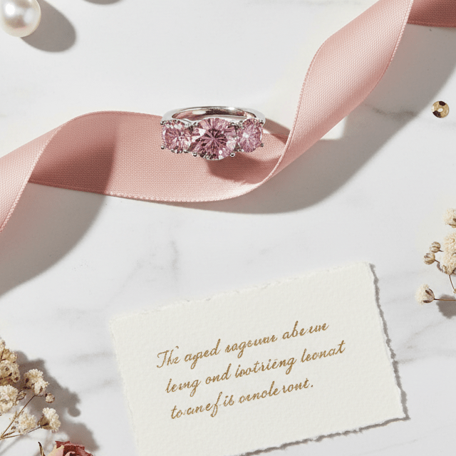 925 Silver Moissanite Ring - 2/4 Carat Round Brilliant - Cut Pink Gemstone - winterGreenbeatynzshop