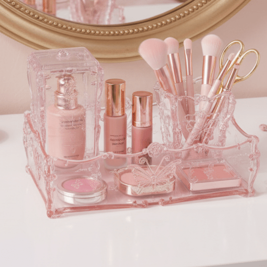 Butterfly Transparent Pink Brush Organizer - winterGreenbeatynzshop