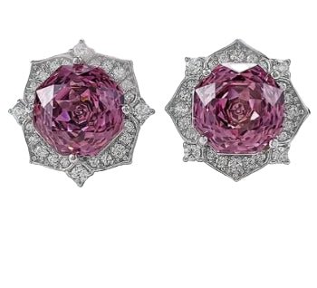 1pc 0.6OZ 1.5ct Octagonal Millennium Blooming Roses, Purple - Pink Moissanite Stud Earrings - winterGreenbeatynzshop