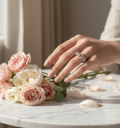 925 Silver Moissanite Ring - 2/4 Carat Round Brilliant - Cut Pink Gemstone - winterGreenbeatynzshop