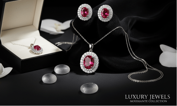 S925 Sterling silver Elegant 5ct Ruby Red Moissanite Pendant Necklace - winterGreenbeatynzshop