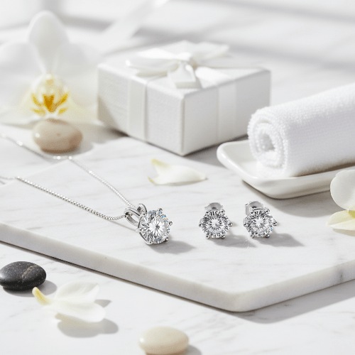 Sterling silver 3CT Moissanite Jewelry Set - winterGreenbeatynzshop