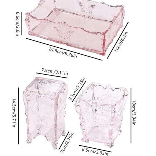 Butterfly Transparent Pink Brush Organizer - winterGreenbeatynzshop