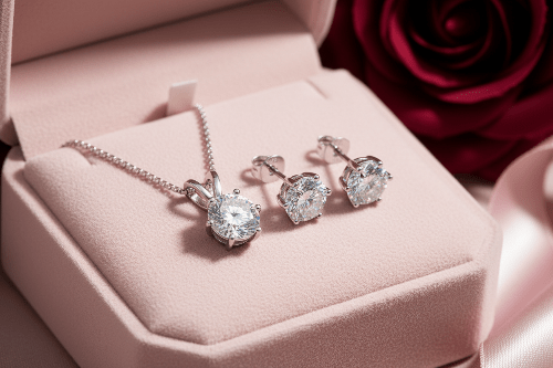 Sterling silver 3CT Moissanite Jewelry Set - winterGreenbeatynzshop