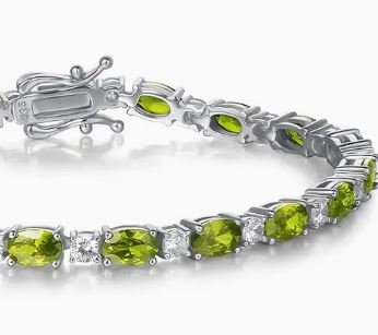 1.5ct Moissanite Olive Green Bracelet 925 Silver vintage clip enclosure - winterGreenbeatynzshop