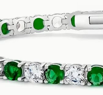 925 Sterling silver 2.6g New Envy Moissanite Green Accents Christmas Chain Bracelet - winterGreenbeatynzshop
