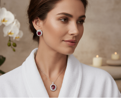 S925 Sterling silver Elegant 5ct Ruby Red Moissanite Pendant Necklace - winterGreenbeatynzshop