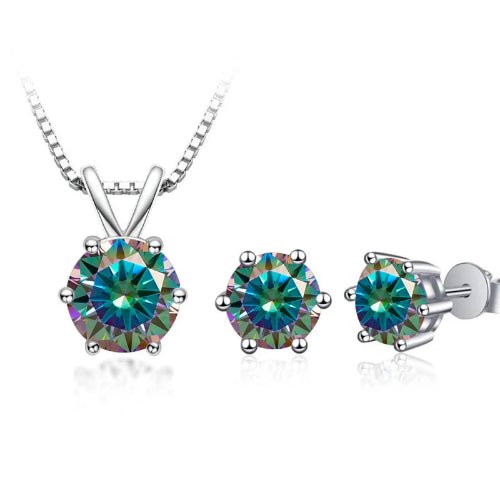 Sterling silver 3CT Moissanite Jewelry Set - winterGreenbeatynzshop