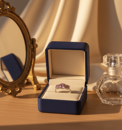 925 Silver Moissanite Ring - 2/4 Carat Round Brilliant - Cut Pink Gemstone - winterGreenbeatynzshop