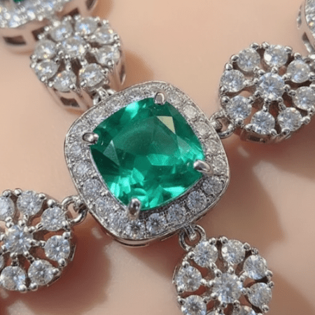 Sterling silverPlatinum - Plated white gold Luxury Square Green Bracelet - winterGreenbeatynzshop