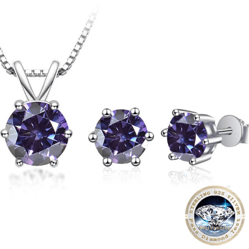Sterling silver 3CT Moissanite Jewelry Set - winterGreenbeatynzshop