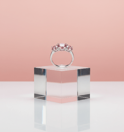 925 Silver Moissanite Ring - 2/4 Carat Round Brilliant - Cut Pink Gemstone - winterGreenbeatynzshop