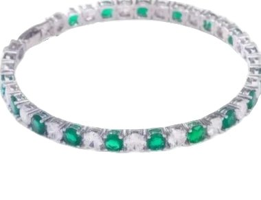 925 Sterling silver 2.6g New Envy Moissanite Green Accents Christmas Chain Bracelet - winterGreenbeatynzshop