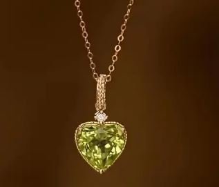 925 Sterling silver gold plated with 18ct Heart Peridot Necklace - winterGreenbeatynzshop
