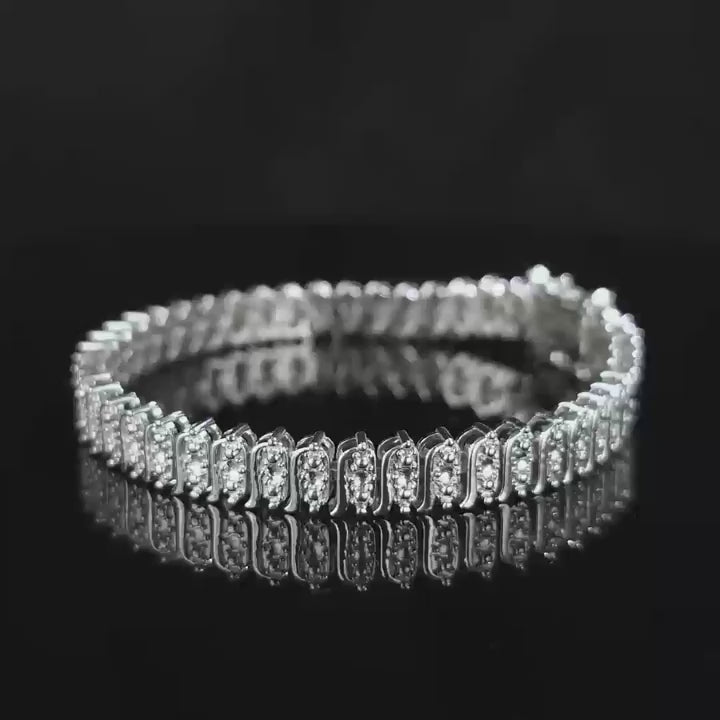 Women Tennis real silver Bracelet with White Golden Accents feature