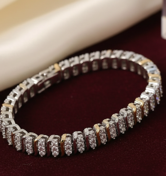 Women's Tennis Bracelet with White Golden Accents